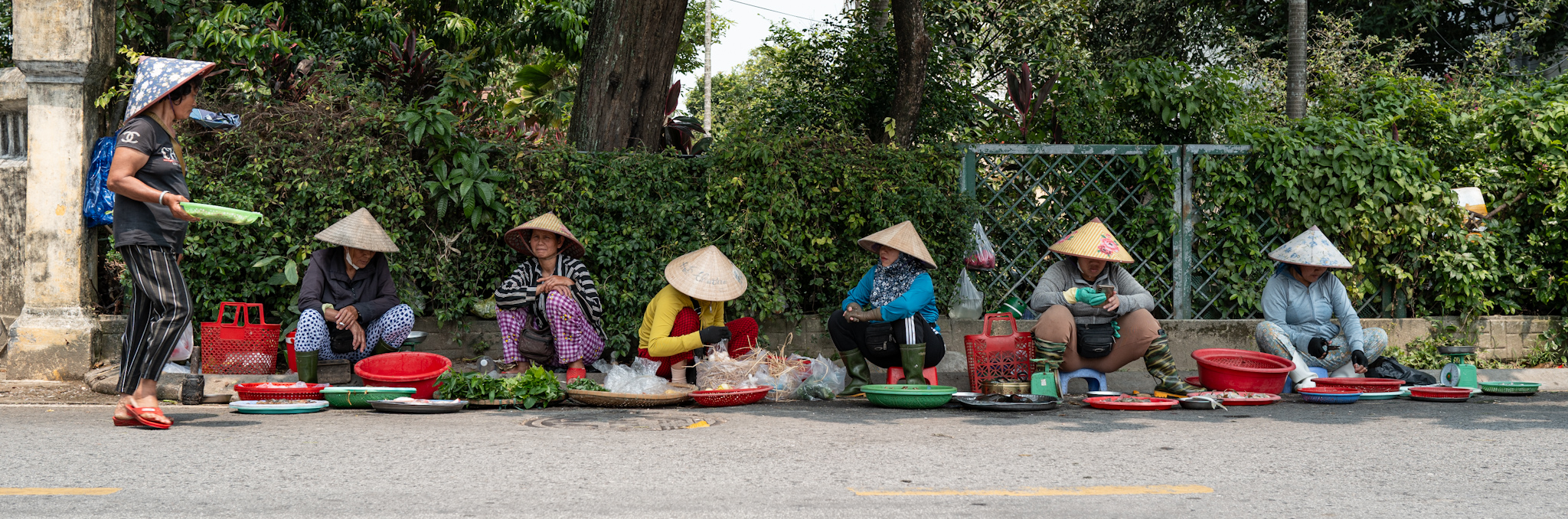 Row of street vendors in Hue